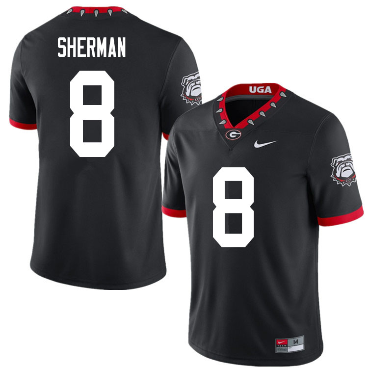 Georgia Bulldogs #8 MJ Sherman Mascot 100th Anniversary College Football Jerseys Sale-Black